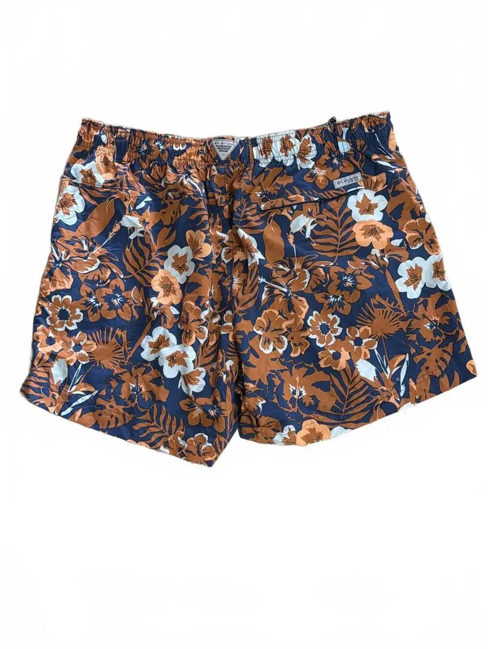 Columbia Men's Floral Print Swim Shorts with Elastic Waistband Pockets - Size XL